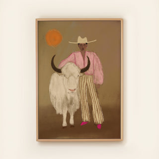 Cow And Girl - Canvas ( Frame)