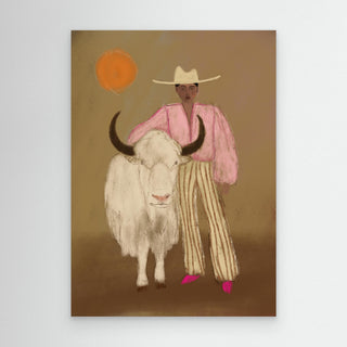 Cow And Girl - Canvas ( Frame)