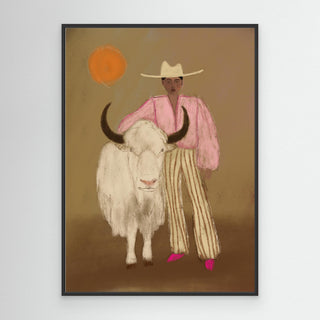 Cow And Girl - Canvas ( Frame)