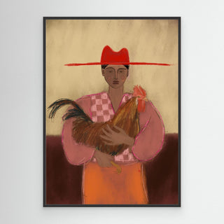Girl With Her Roaster - Canvas ( Frame)   