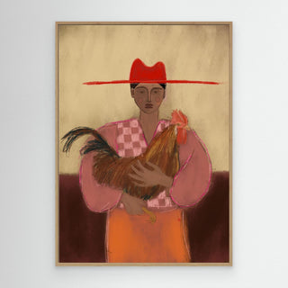 Girl With Her Roaster - Canvas ( Frame)   